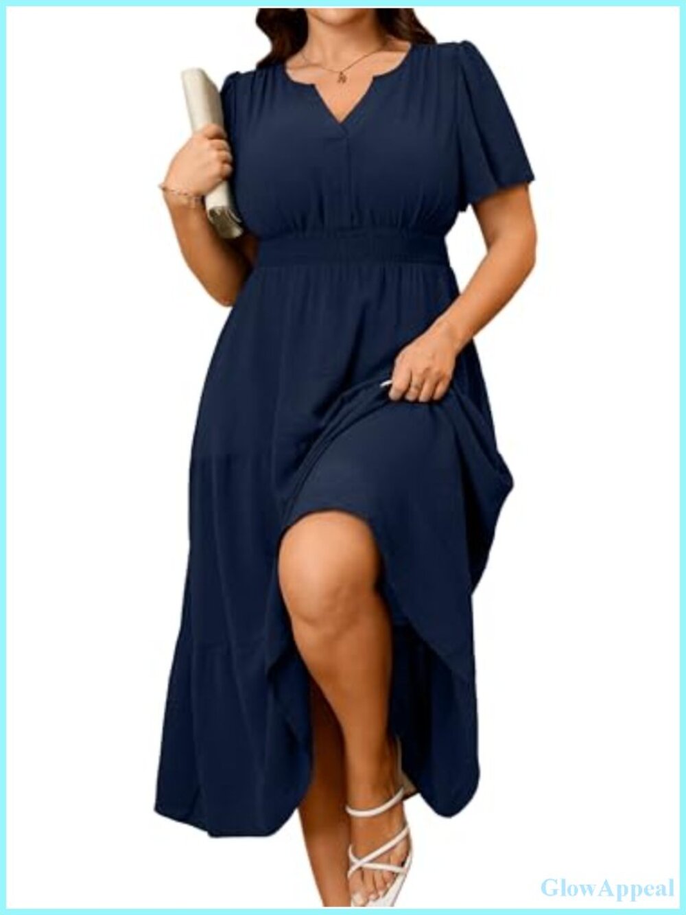 Plus Size Maxi Dress Short Sleeve V-Neck Floral Boho Summer Wedding Guest